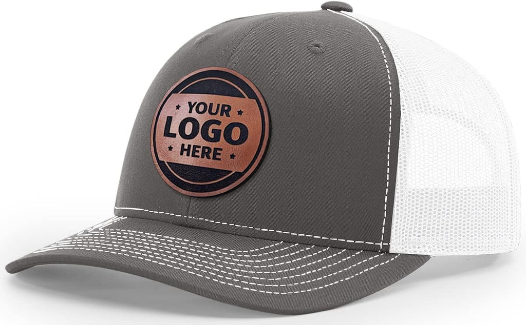 Custom Trucker Leather Patch Hat Laser Engraved
