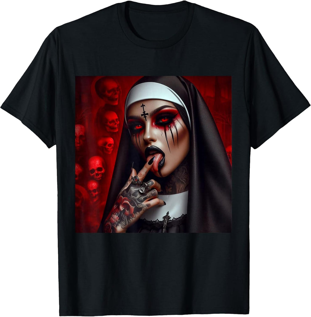 Gothic Aesthetically Occulte Unholy Grunge Emo Punk Nun T-Shirt