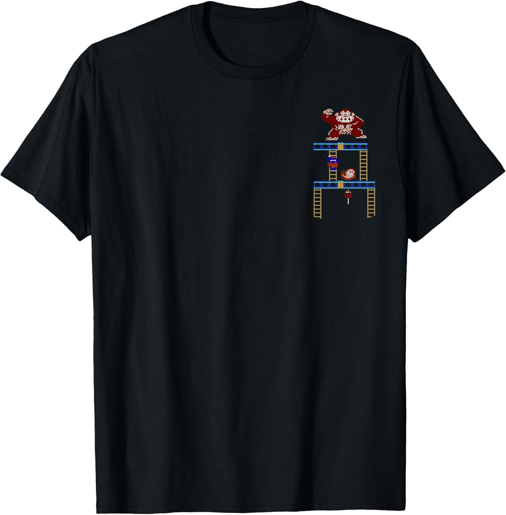 Donkey Kong Ladder Pixel Game Scene Portrait T-Shirt