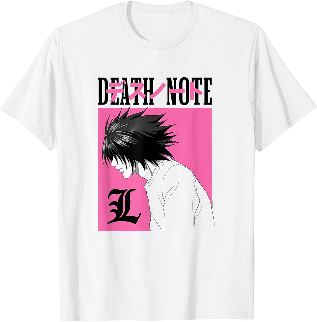 L Profile in Pink Box with Show Logo Anime T-Shirt