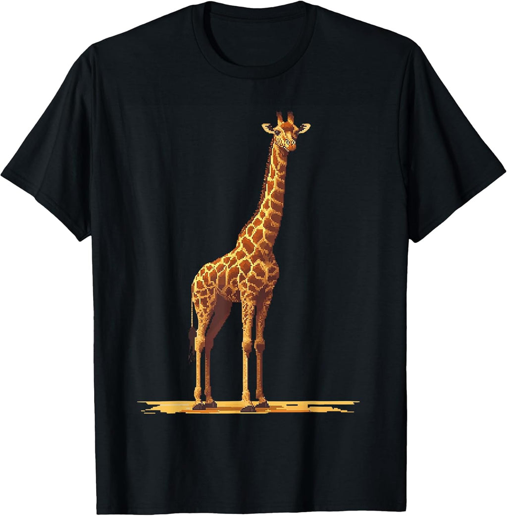 Pixel Art Giraffe Animal Lover Design T-Shirt