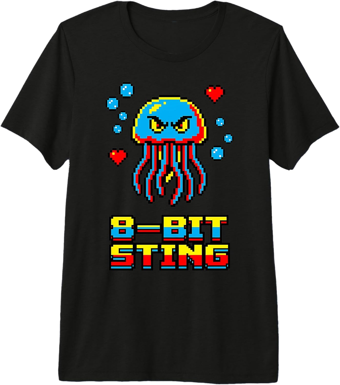 Retro Pixel Art Jellyfish 8-Bit Sting Premium Tri-Blend T-Shirt