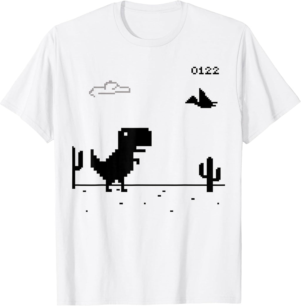 Dino T-Rex Dinosaur Pixel Game No Internet offline Funny Men T-Shirt