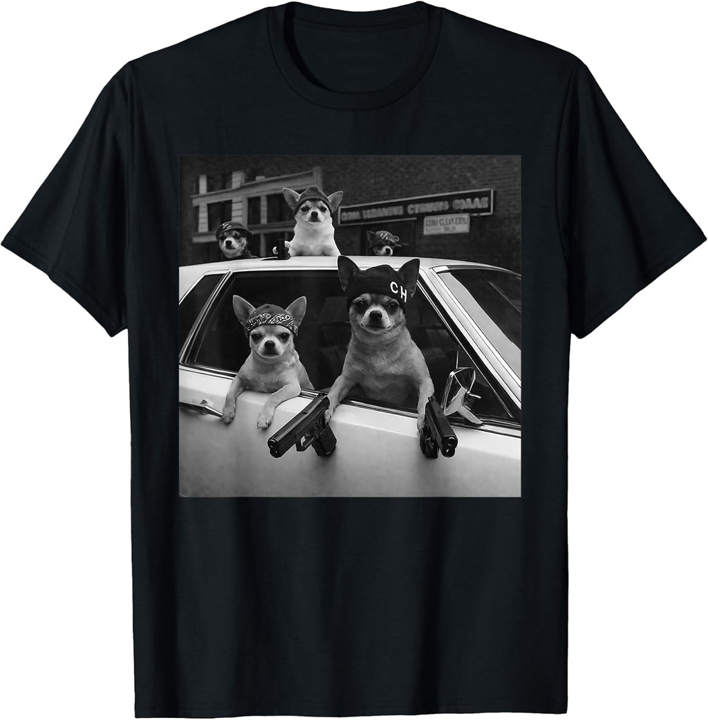 Funny Chihuahua Meme Chihuahua Gangster Dog Street Design T-Shirt