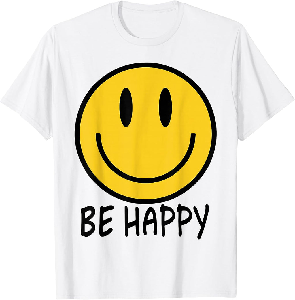 Be Happy 70s 80s Yellow Smile Face Happy Smiling Face Kids T-Shirt