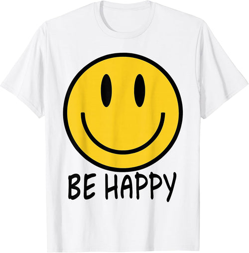 Be Happy 70s 80s Yellow Smile Face Happy Smiling Face Kids T-Shirt