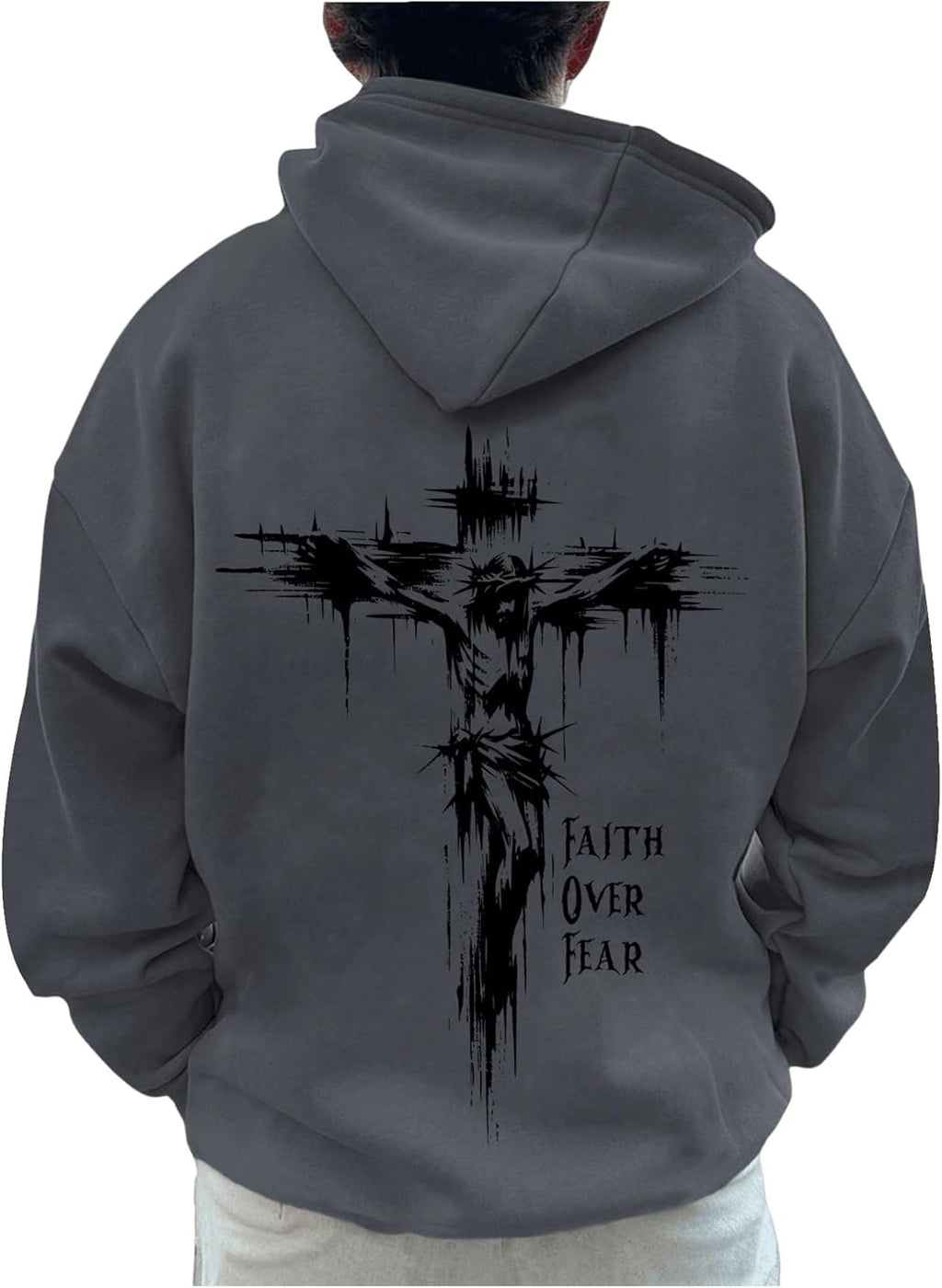 Men's Graphic Long Sleeve Pullover Sweatshirt Drawstring Hoodie