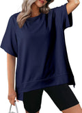 Oversized T Shirts for Women Crewneck Short Sleeve Casual Summer Tops Lightweight Loose High Low Blouse