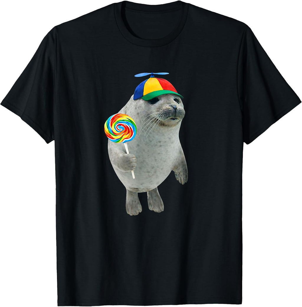 Silly Seal with Lollipop Meme T-Shirt