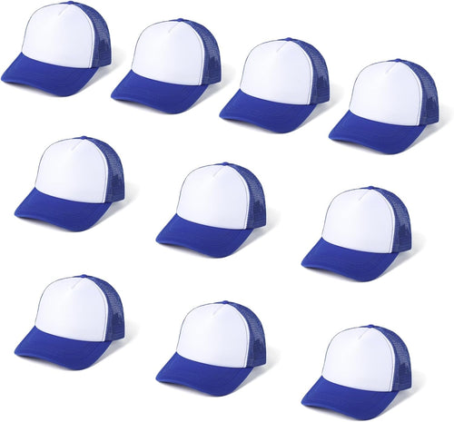 10 PCS Sublimation Blank Trucker Hats, Plain Baseball Caps with Adjustable Back Strap Unisex Mesh Caps for Men and Women DIY