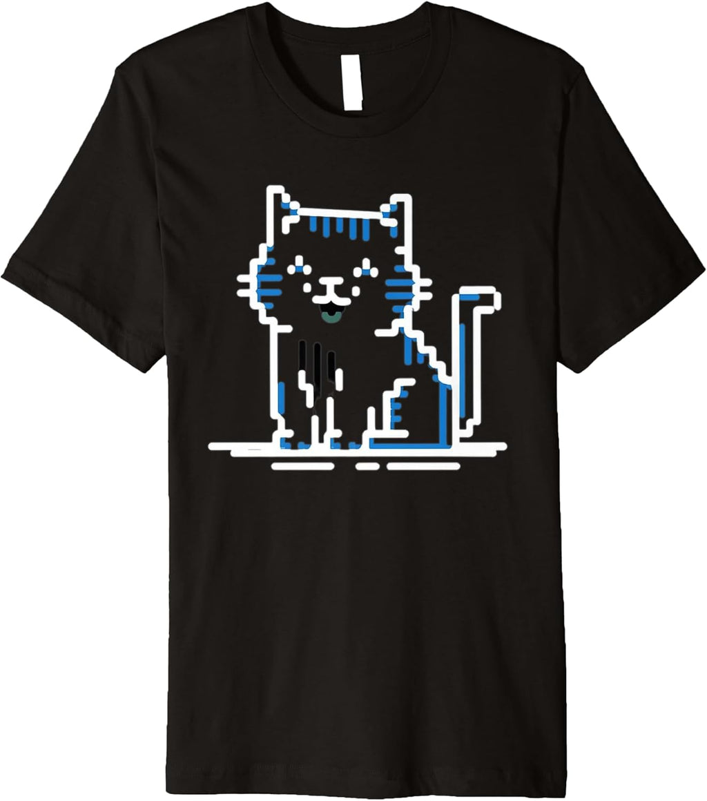 Pixel Art Cat, Retro Game Inspired motif Design catlover Premium T-Shirt