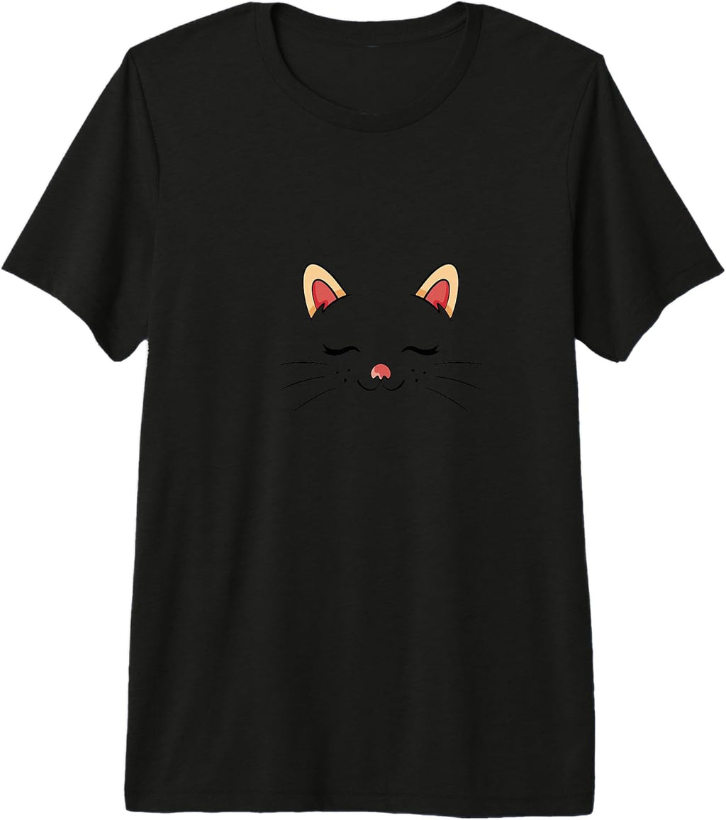 Minimalist sleepy cat ears nose charming playful