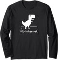 T-Rex Dinosaur Pixel Art No Internet Connection Long Sleeve T-Shirt