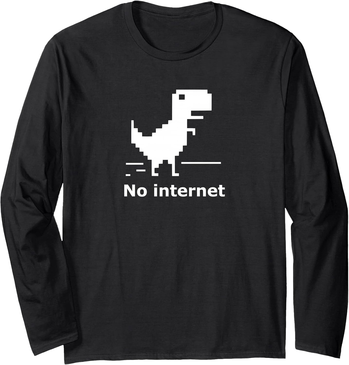 T-Rex Dinosaur Pixel Art No Internet Connection Long Sleeve T-Shirt