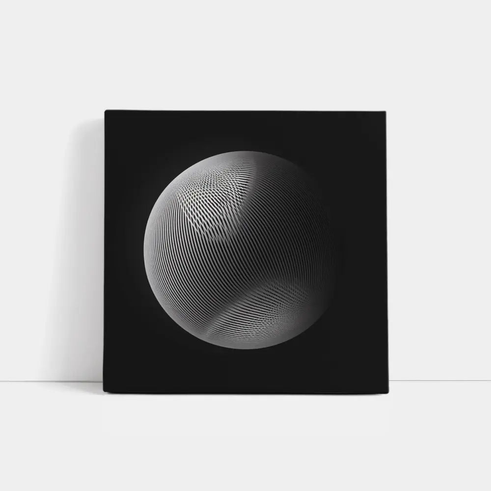 Geometric Line Sphere Black Background Abstract