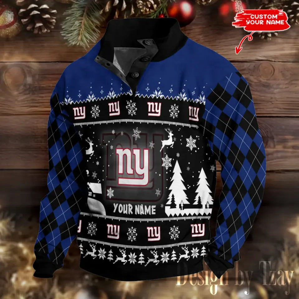 New York Giants Christmas Double Stand Collar Sport Sweatshirt