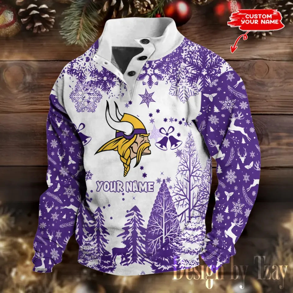 Minnesota Vikings Christmas Double Stand Collar Sport Sweatshirt