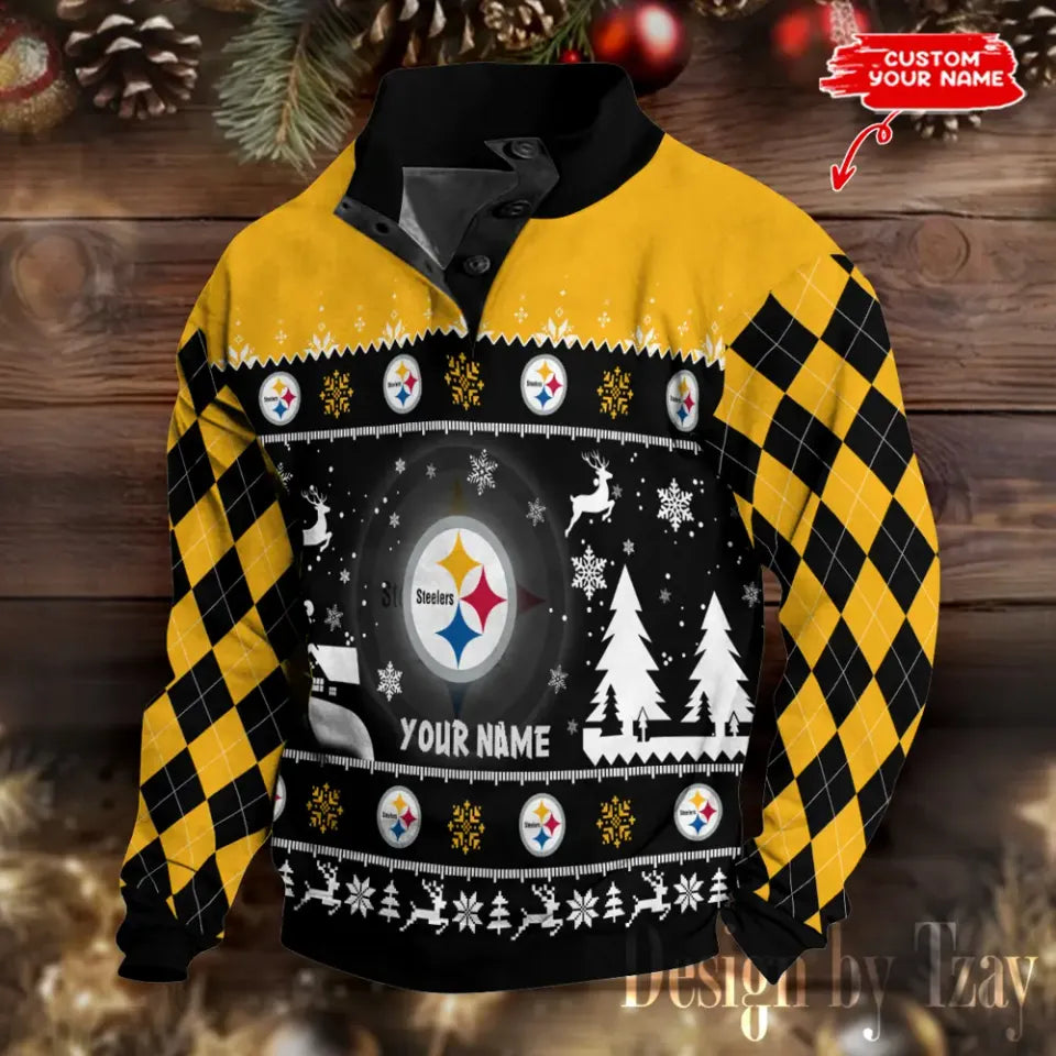 Pittsburgh Steeler Christmas Double Stand Collar Sport Sweatshirt