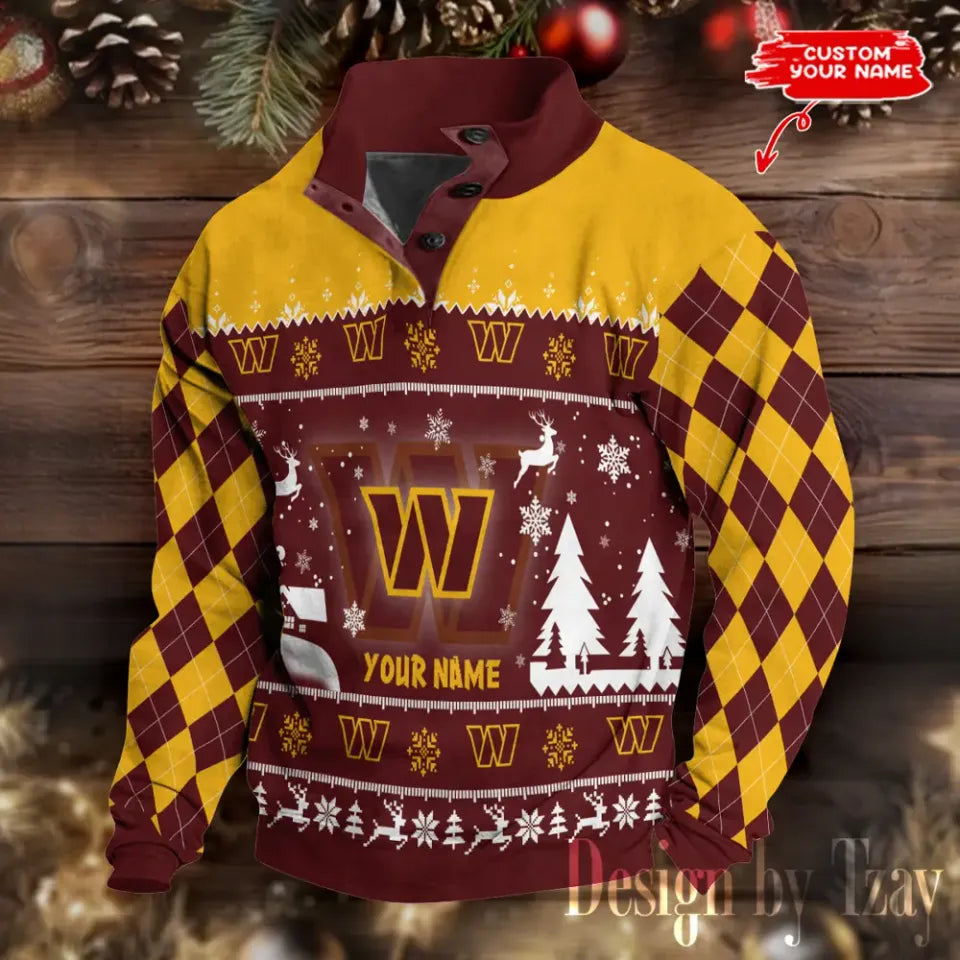 Washington Commanders Christmas Double Stand Collar Sport Sweatshirt