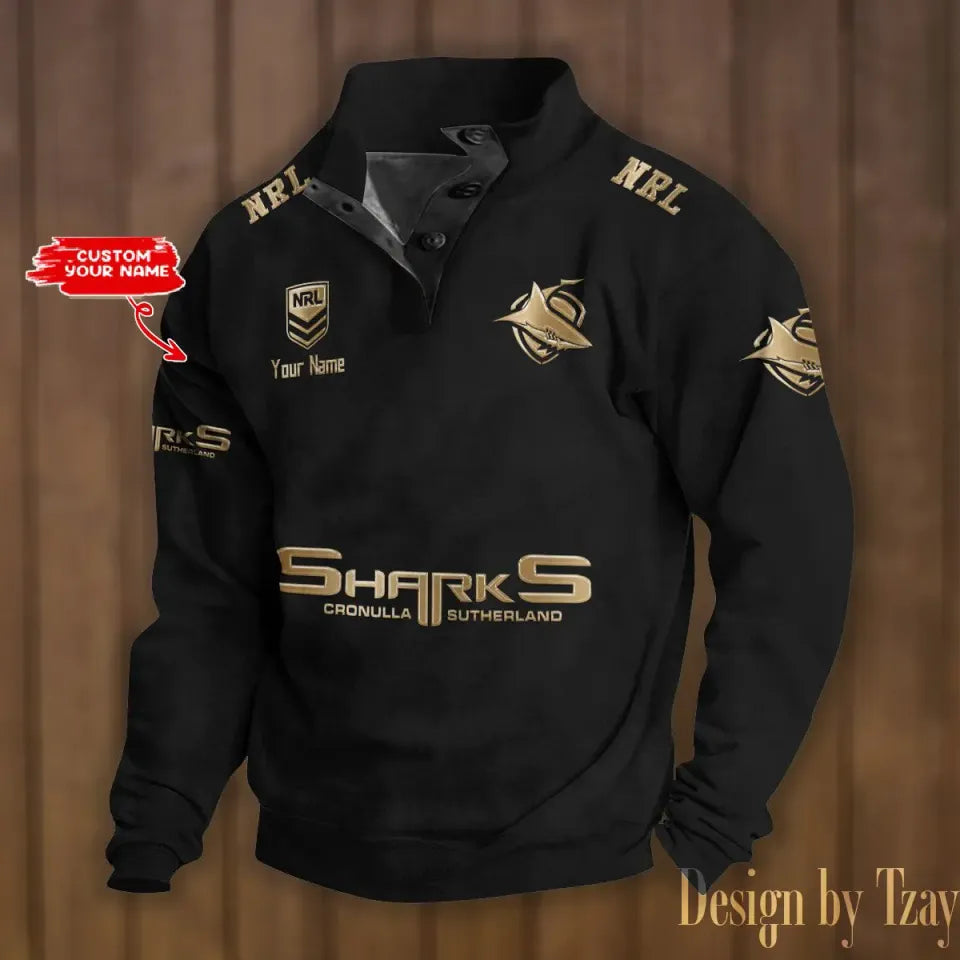 Cronulla Sharks Double Breasted Stand Collar Sweatshirt