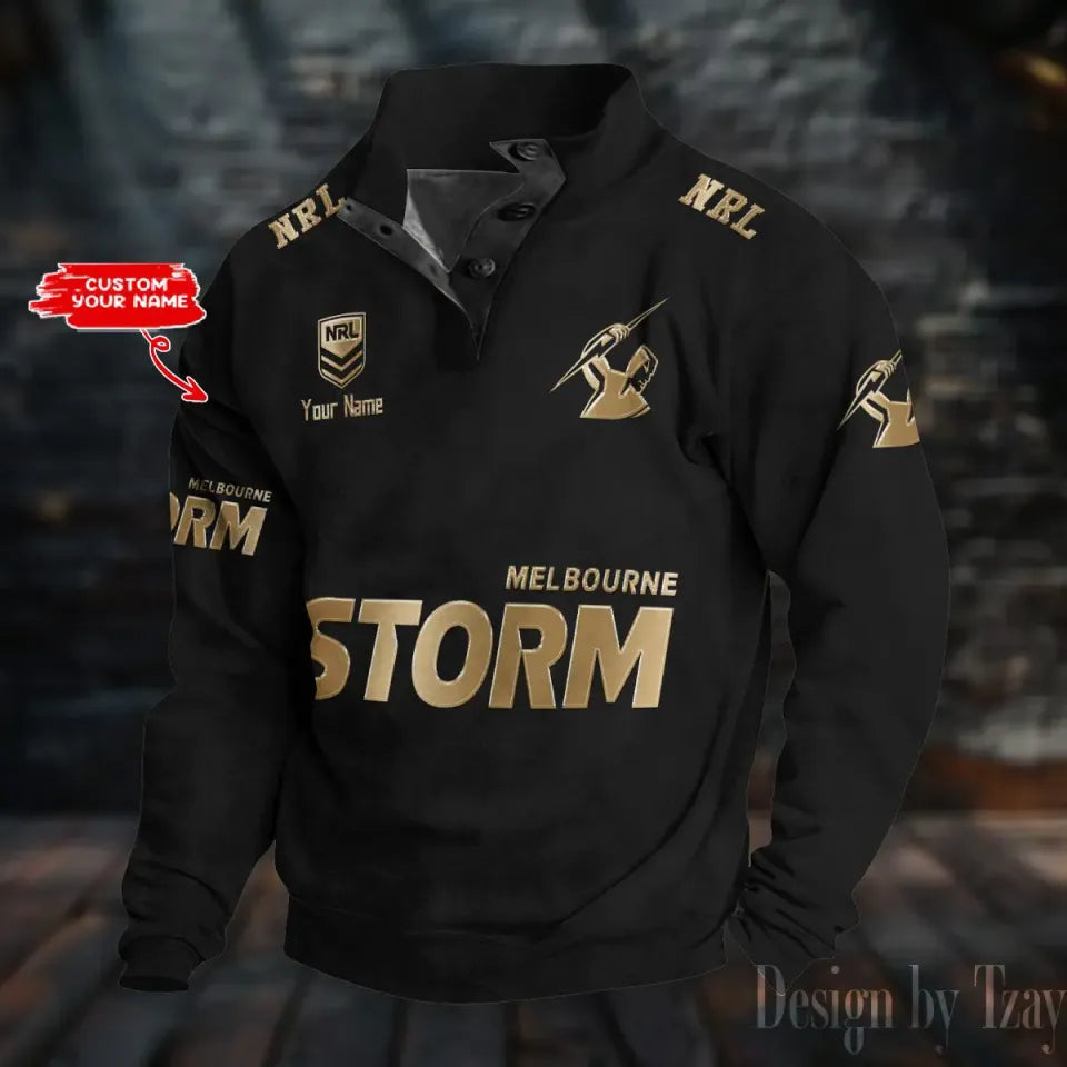 Melbourne Storm Double Breasted Stand Collar Sweatshirt
