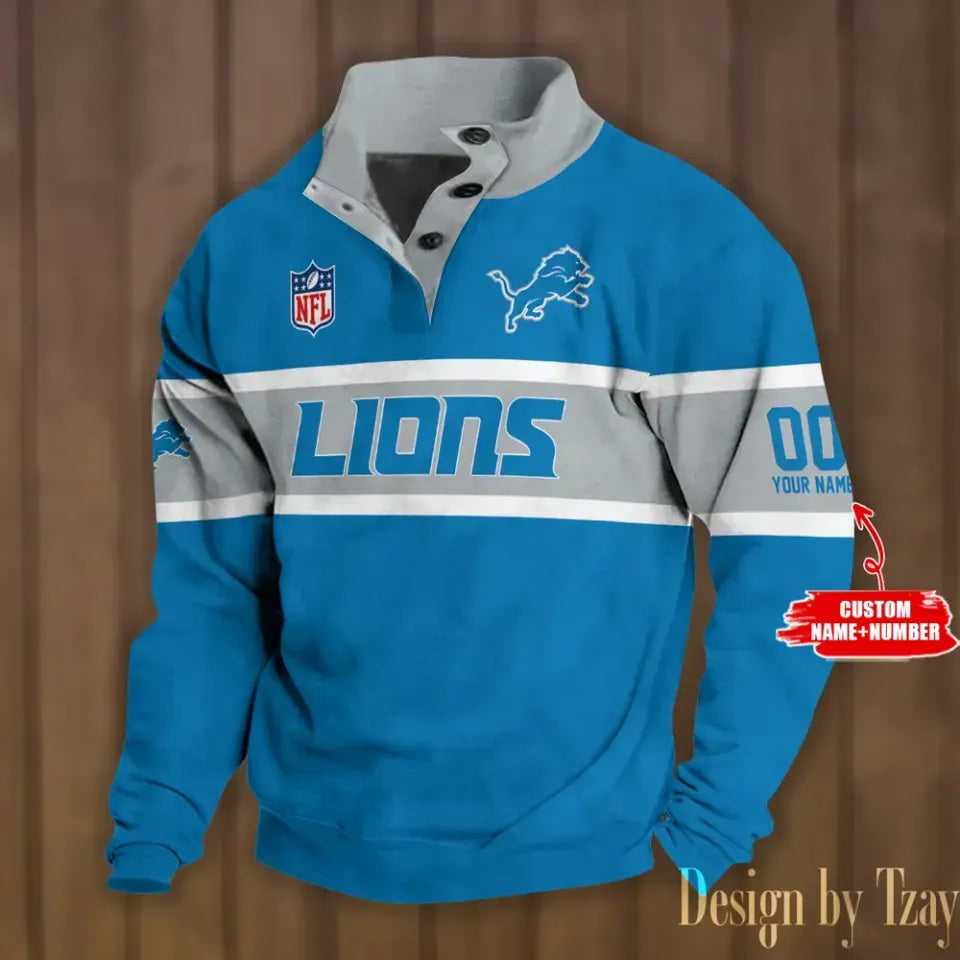 Detroit Lions football Stand Collar Sweatshirt