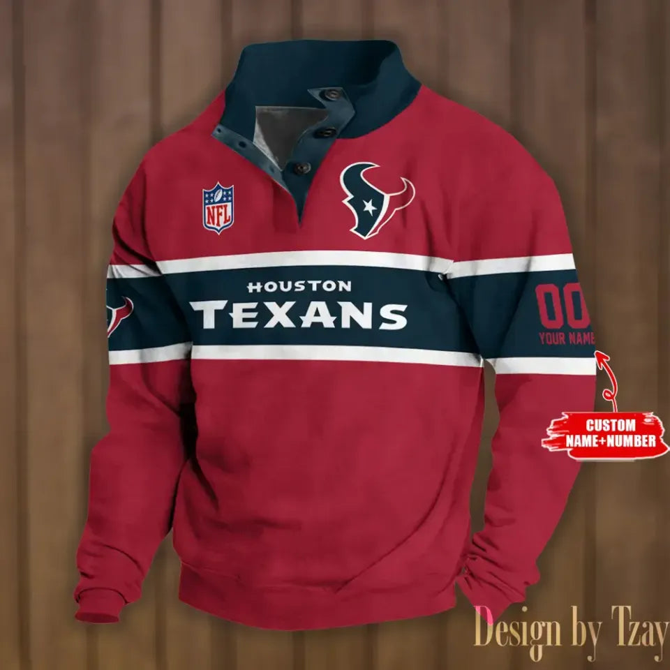 Texans football Stand Collar Sweatshirt