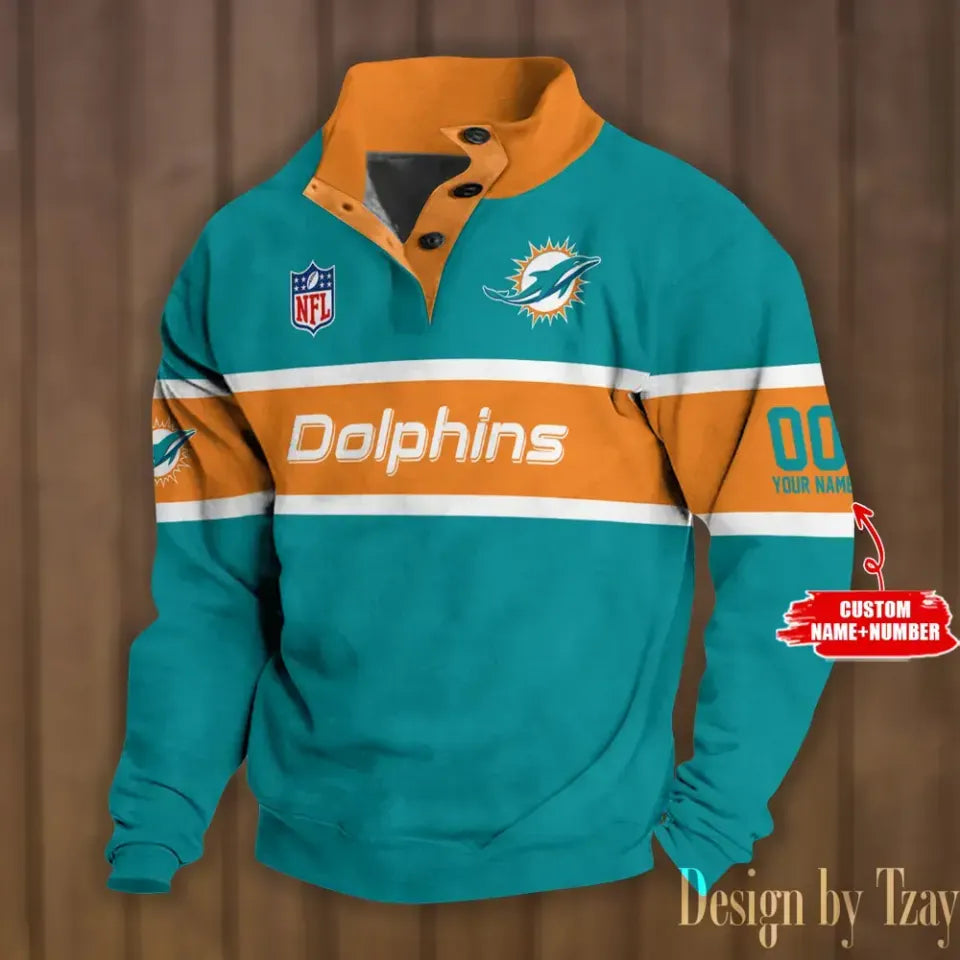 Miami Dolphins football Stand Collar Sweatshirt