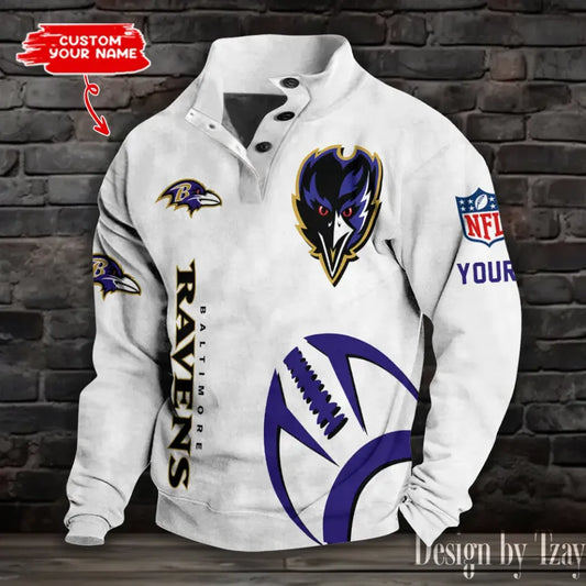 Baltimore Ravens football Half Button LStand Collar Sưeatshirt