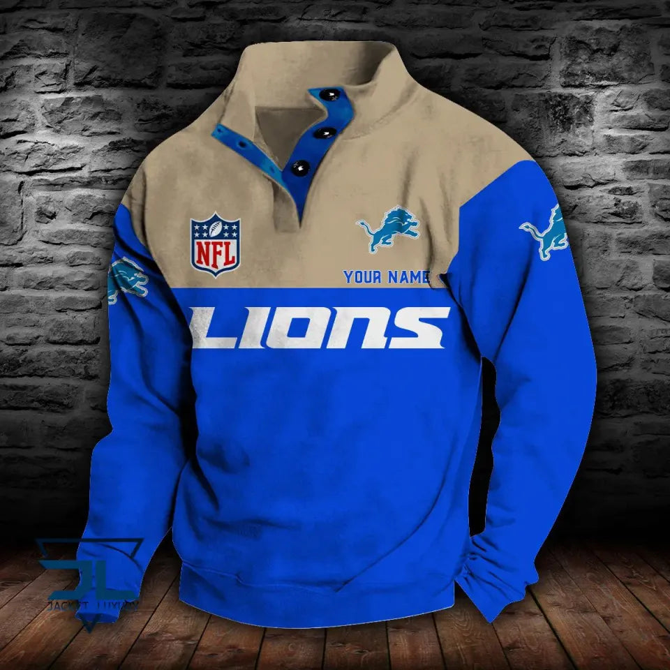 Detroit Lions Double Breasted Stand Collar Sweatshirts