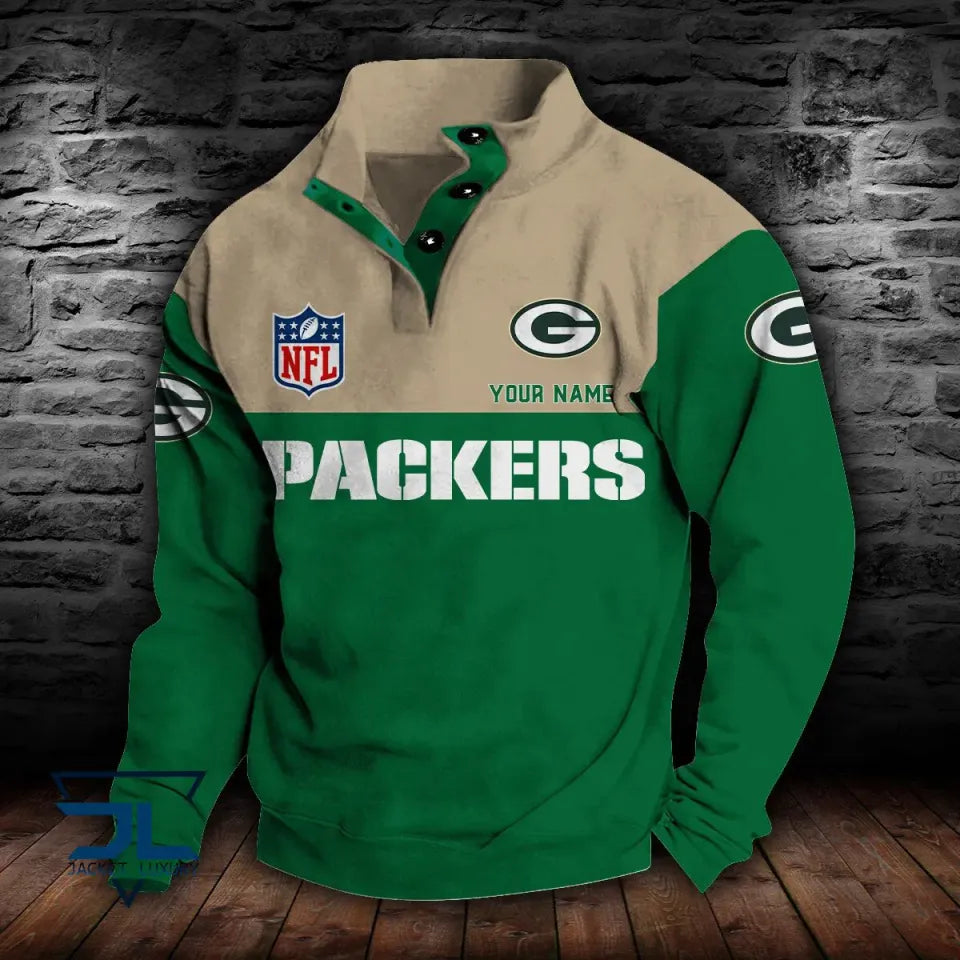 Green Bay Packers Double Breasted Stand Collar Sweatshirts