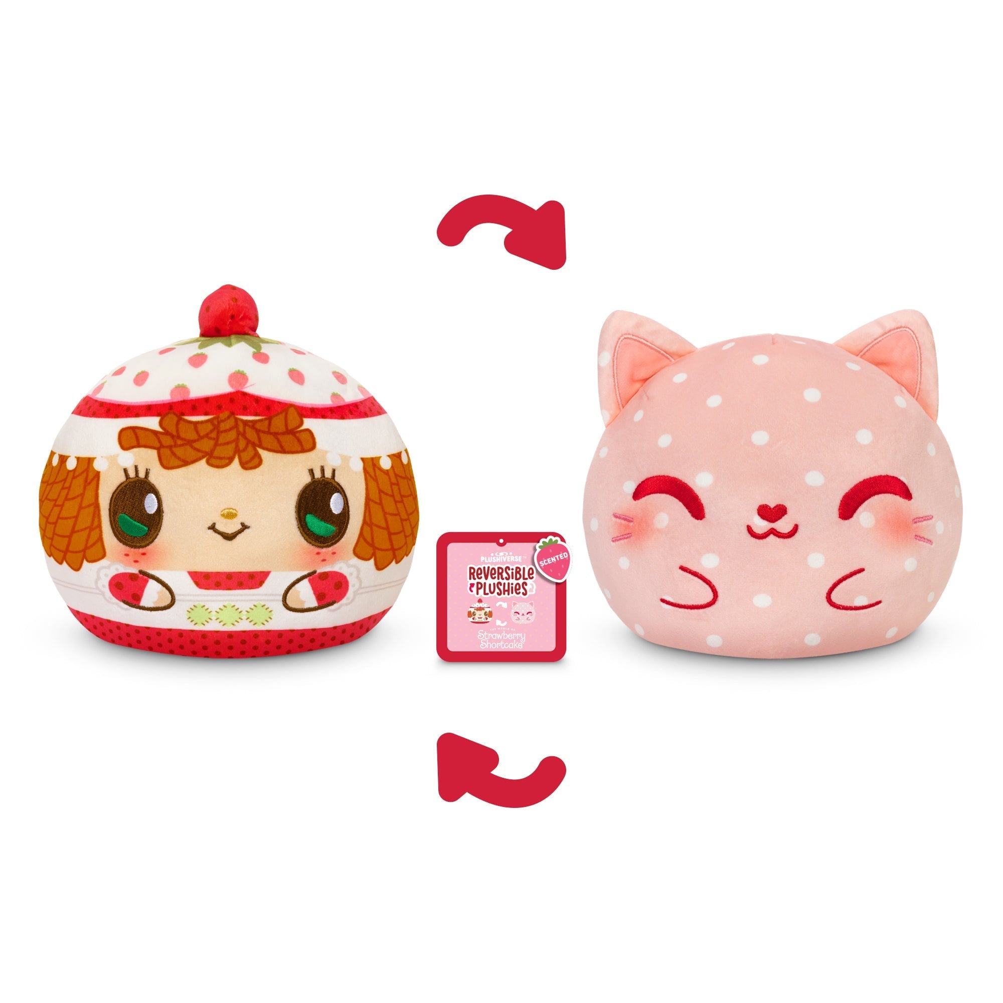 Strawberry Shortcake and Custard 6" Strawberry-Scented Reversible Plushie