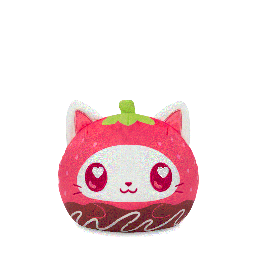 Chocolate Strawberry Cat 6" Reversible Plushie