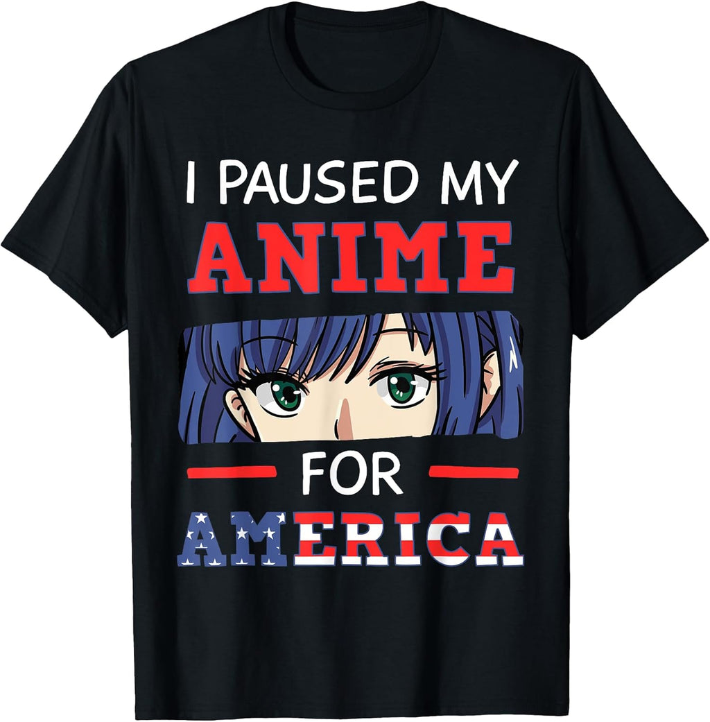 Anime Kawaii Girl Otaku Japanese American Flag 4th Of July T-Shirt