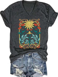Womens Vintage Flowers V Neck Shirt Boho Floral Wildflowers Graphic Tee Casual Short Sleeve T Shirt