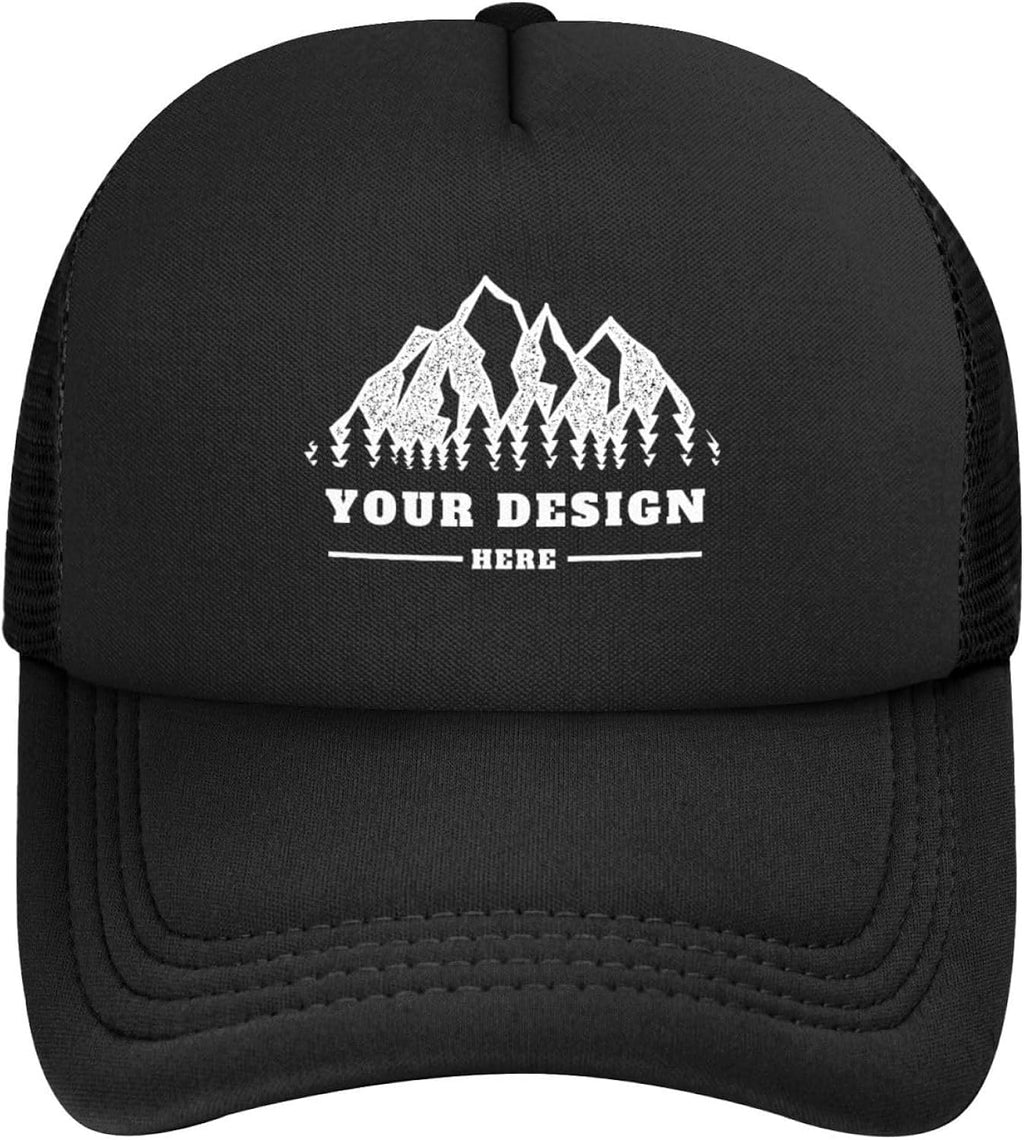Bulk Custom Hat Add Your Text Photo Personalized Logo Hats Adjustable Personalized Baseball Caps Casual Customize Trucker Hats Unisex Adult Cool Customized Hat for Garden Black