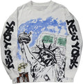 Men's Graphic Crewneck Sweatshirt Loose Fit Long Sleeve Logo Sleeve Graphic T-Shirt Athletic Shirts