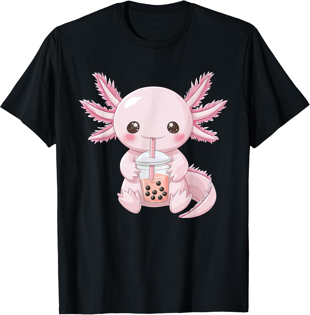 Kawaii Anime Axolotl Boba T-Shirt