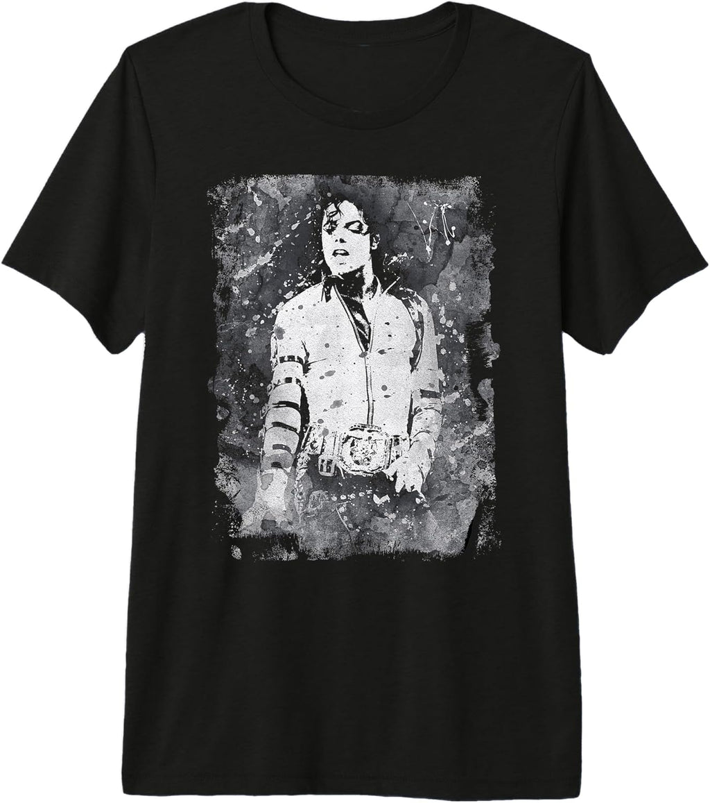 Michael Jackson Bad World Tour 1988 Black and White Splatter Premium Tri-Blend T-Shirt