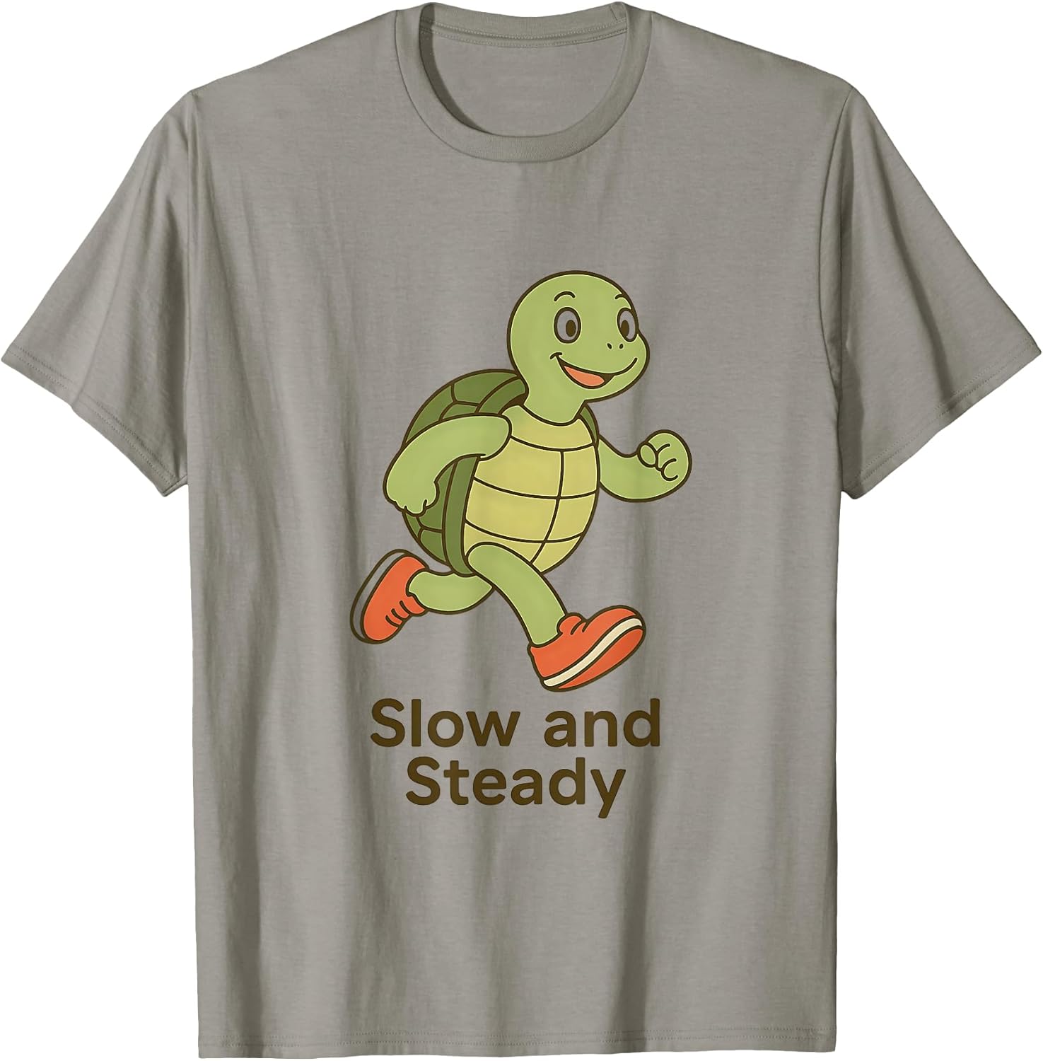 Minimalist Cartoon Turtle in Running Shoes Funny Confident T-Shirt