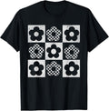 Retro Checkerboard Flower Pop Art T-Shirt