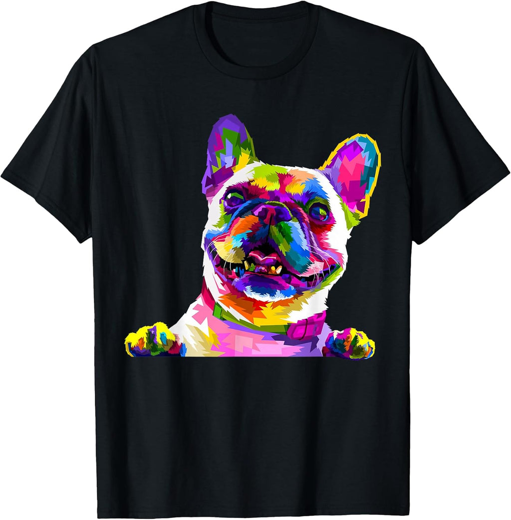 Frenchie French Bulldog Pop Art Portrait Bouledogue T-Shirt