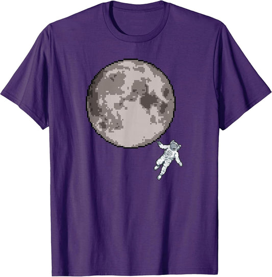 8-Bit Pixel Art Astronaut to the Moon T-Shirt