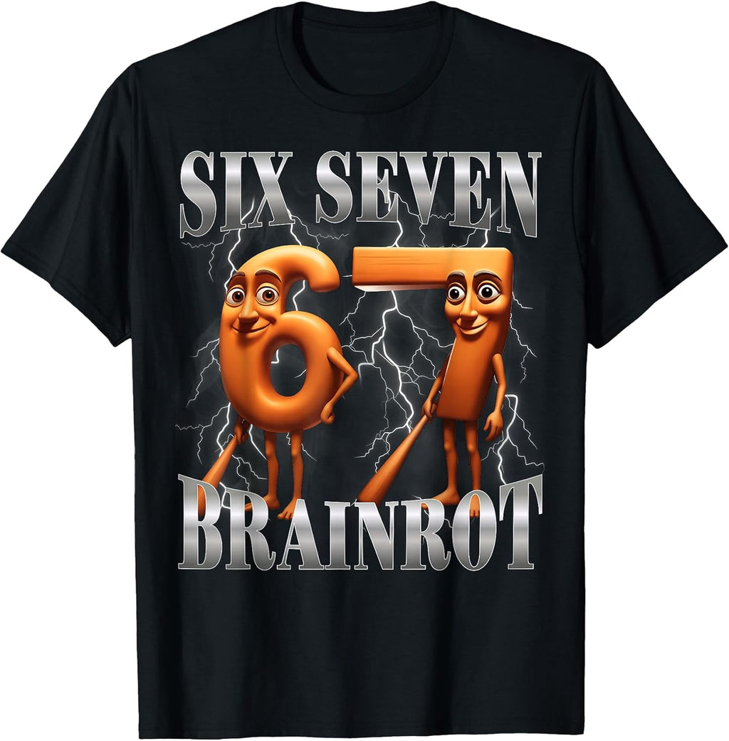 Funny 67 Italian Brainrot Tung Tung Sahur Six Seven Meme T-Shirt