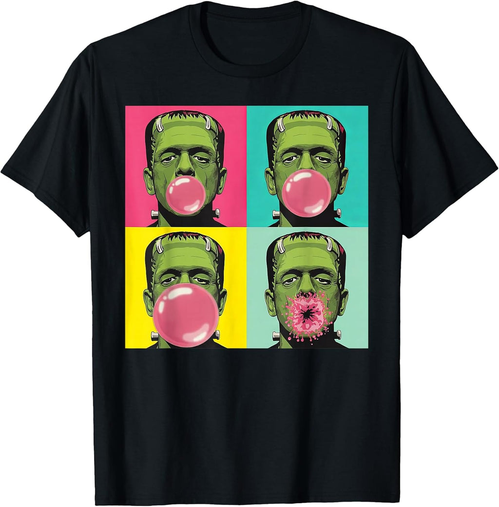 Frankenstein Monster Bubble Gum Funny Pop Art Halloween T-Shirt