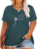 Plus Size Tops for Women Cute Graphic Tees Loose Fit Flower Printing Short Sleeve Crew Neck T Shirts
