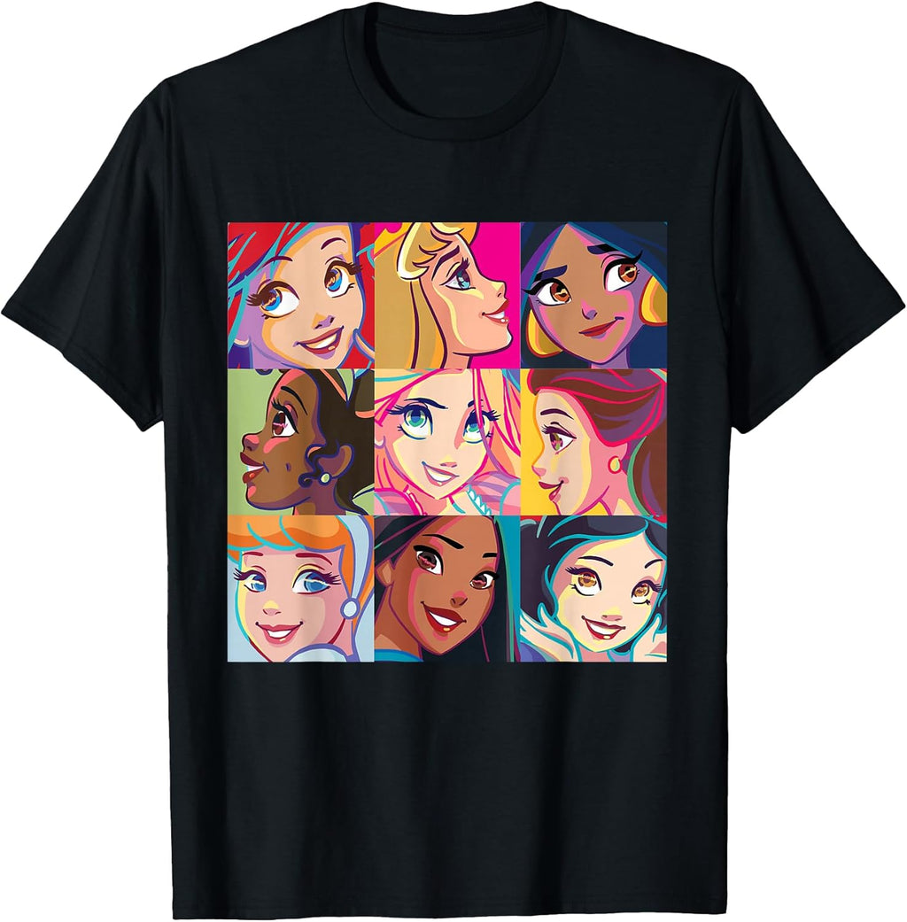 Princess Characters Pop Art Grid T-Shirt Small