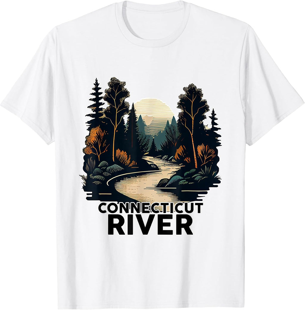 Connecticut River T-Shirt Retro Minimalist River Connecticut T-Shirt