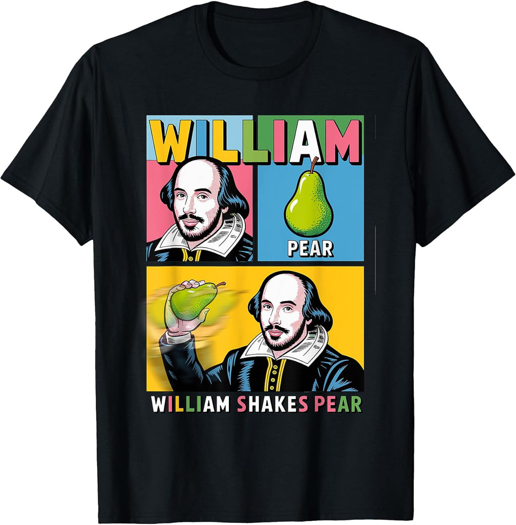 Funny William Shakes Pear Literary Pun Pop Art Comic Style T-Shirt