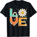 Cute Pixel Art 60s 70s Style Hippie Outfit Love Daisy Flower T-Shirt